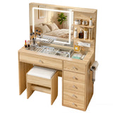 Dressing Vanity & Dressing Tables: Artiss Dressing Table LED Vanity Desk Set Stool Wood