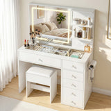 Dressing Vanity & Dressing Tables: Artiss Dressing Table LED Vanity Desk Set Stool White