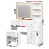 Dressing Vanity & Dressing Tables: Artiss Dressing Table LED Vanity Desk Set Stool White