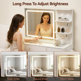 Dressing Vanity & Dressing Tables: Artiss Dressing Table LED Vanity Desk Set Stool White