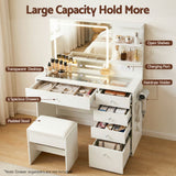 Dressing Vanity & Dressing Tables: Artiss Dressing Table LED Vanity Desk Set Stool White