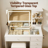 Dressing Vanity & Dressing Tables: Artiss Dressing Table LED Vanity Desk Set Stool White