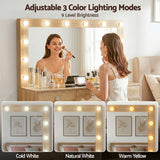 Dressing Vanity & Dressing Tables: Artiss Dressing Table Vanity Desk Set Stool LED Bulbs Wood