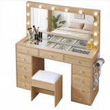 Dressing Vanity & Dressing Tables: Artiss Dressing Table Vanity Desk Set Stool LED Bulbs Wood