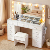 Dressing Vanity & Dressing Tables: Artiss Dressing Table Vanity Desk Set Stool LED Bulbs White
