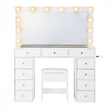 Dressing Vanity & Dressing Tables: Artiss Dressing Table Vanity Desk Set Stool LED Bulbs White