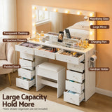 Dressing Vanity & Dressing Tables: Artiss Dressing Table Vanity Desk Set Stool LED Bulbs White