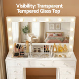 Dressing Vanity & Dressing Tables: Artiss Dressing Table Vanity Desk Set Stool LED Bulbs White