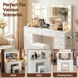 Dressing Vanity & Dressing Tables: Artiss Dressing Table Vanity Desk Set Stool LED Bulbs White
