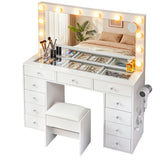 Dressing Vanity & Dressing Tables: Artiss Dressing Table Vanity Desk Set Stool LED Bulbs White