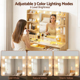 Dressing Vanity & Dressing Tables: Artiss Dressing Table Vanity Desk Set 10 LED Bulbs RGB Light Wood