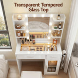 Dressing Vanity & Dressing Tables: Artiss Dressing Table Vanity Desk Set 10 LED Bulbs RGB Light White