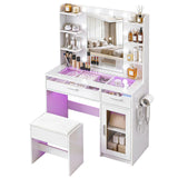 Dressing Vanity & Dressing Tables: Artiss Dressing Table Vanity Desk Set 10 LED Bulbs RGB Light White