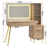 Dressing Vanity & Dressing Tables: Artiss Dressing Table LED Vanity Desk Charging Station Wood