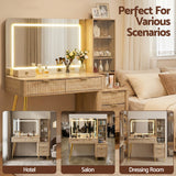Dressing Vanity & Dressing Tables: Artiss Dressing Table LED Vanity Desk Charging Station Wood