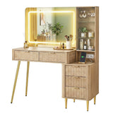 Dressing Vanity & Dressing Tables: Artiss Dressing Table LED Vanity Desk Charging Station Wood
