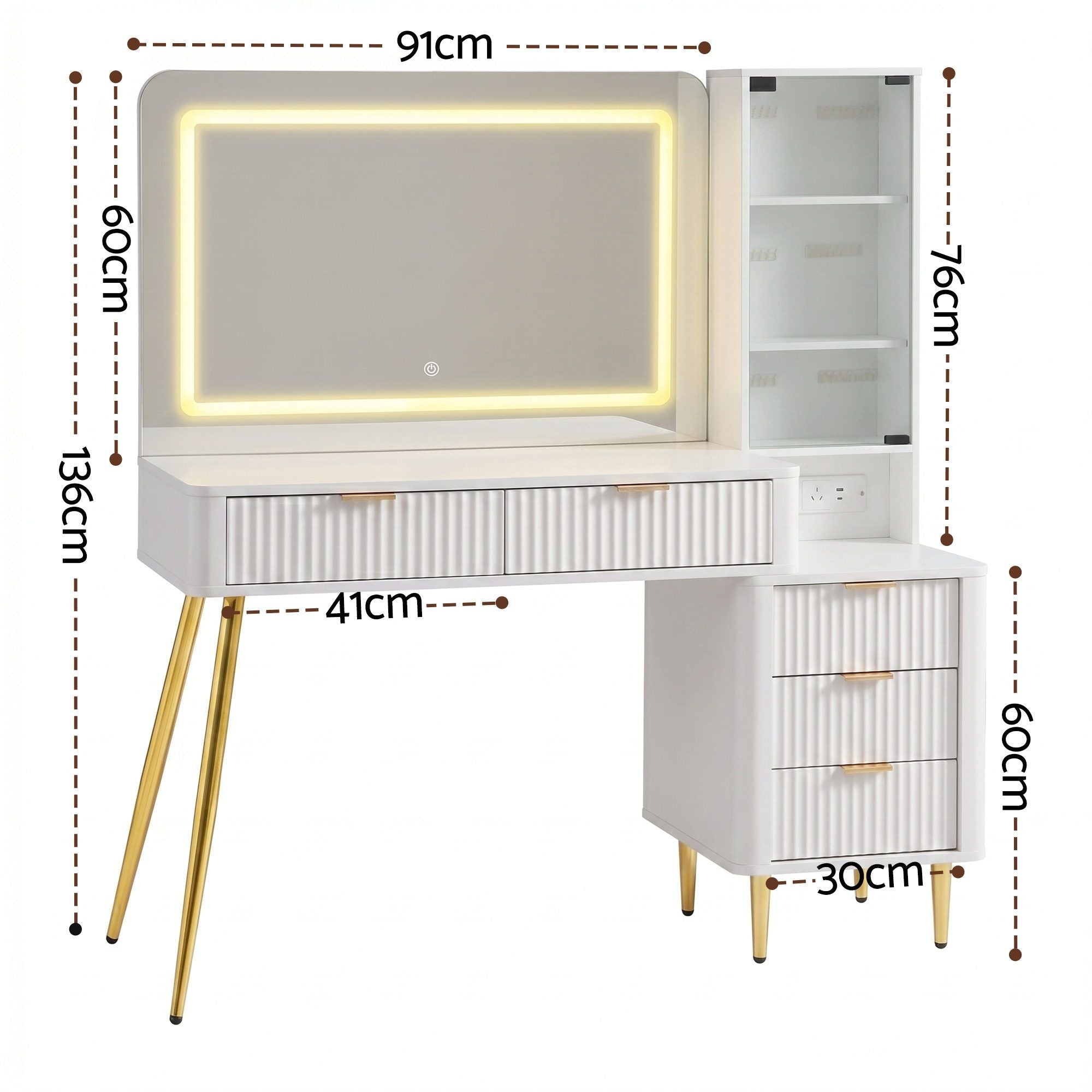 Artiss Dressing Table LED Vanity Desk Charging Station White