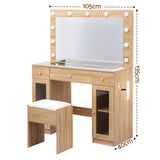 Dressing Vanity & Dressing Tables: Artiss Dressing Table Vanity Desk Set LED Bulbs RGB Light Wood
