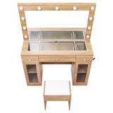 Dressing Vanity & Dressing Tables: Artiss Dressing Table Vanity Desk Set LED Bulbs RGB Light Wood