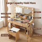 Dressing Vanity & Dressing Tables: Artiss Dressing Table Vanity Desk Set LED Bulbs RGB Light Wood