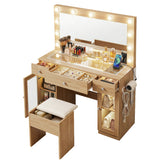 Dressing Vanity & Dressing Tables: Artiss Dressing Table Vanity Desk Set LED Bulbs RGB Light Wood