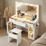 Dressing Vanity & Dressing Tables: Artiss Dressing Table Vanity Desk Set LED Bulbs RGB Light White