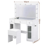 Dressing Vanity & Dressing Tables: Artiss Dressing Table Vanity Desk Set LED Bulbs RGB Light White