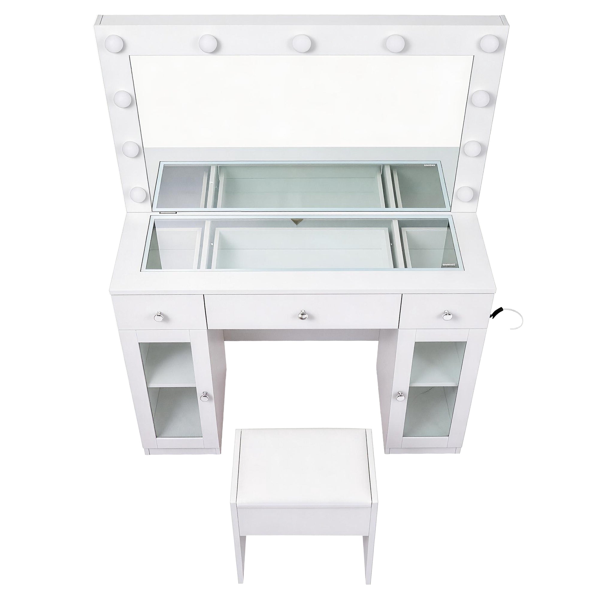 Dressing Vanity & Dressing Tables: Artiss Dressing Table Vanity Desk Set LED Bulbs RGB Light White