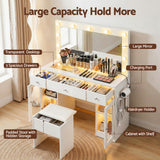 Dressing Vanity & Dressing Tables: Artiss Dressing Table Vanity Desk Set LED Bulbs RGB Light White