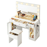 Dressing Vanity & Dressing Tables: Artiss Dressing Table Vanity Desk Set LED Bulbs RGB Light White