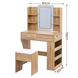 Dressing Vanity & Dressing Tables: Artiss Dressing Table LED Vanity Desk Set Stool Wood
