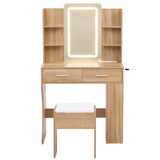 Dressing Vanity & Dressing Tables: Artiss Dressing Table LED Vanity Desk Set Stool Wood