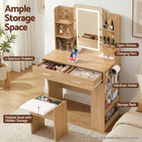 Dressing Vanity & Dressing Tables: Artiss Dressing Table LED Vanity Desk Set Stool Wood