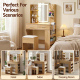 Dressing Vanity & Dressing Tables: Artiss Dressing Table LED Vanity Desk Set Stool Wood