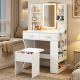Dressing Vanity & Dressing Tables: Artiss Dressing Table LED Vanity Desk Set Stool White