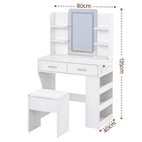 Dressing Vanity & Dressing Tables: Artiss Dressing Table LED Vanity Desk Set Stool White
