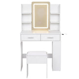 Dressing Vanity & Dressing Tables: Artiss Dressing Table LED Vanity Desk Set Stool White
