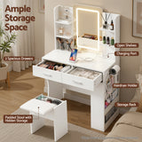 Dressing Vanity & Dressing Tables: Artiss Dressing Table LED Vanity Desk Set Stool White