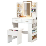 Dressing Vanity & Dressing Tables: Artiss Dressing Table LED Vanity Desk Set Stool White