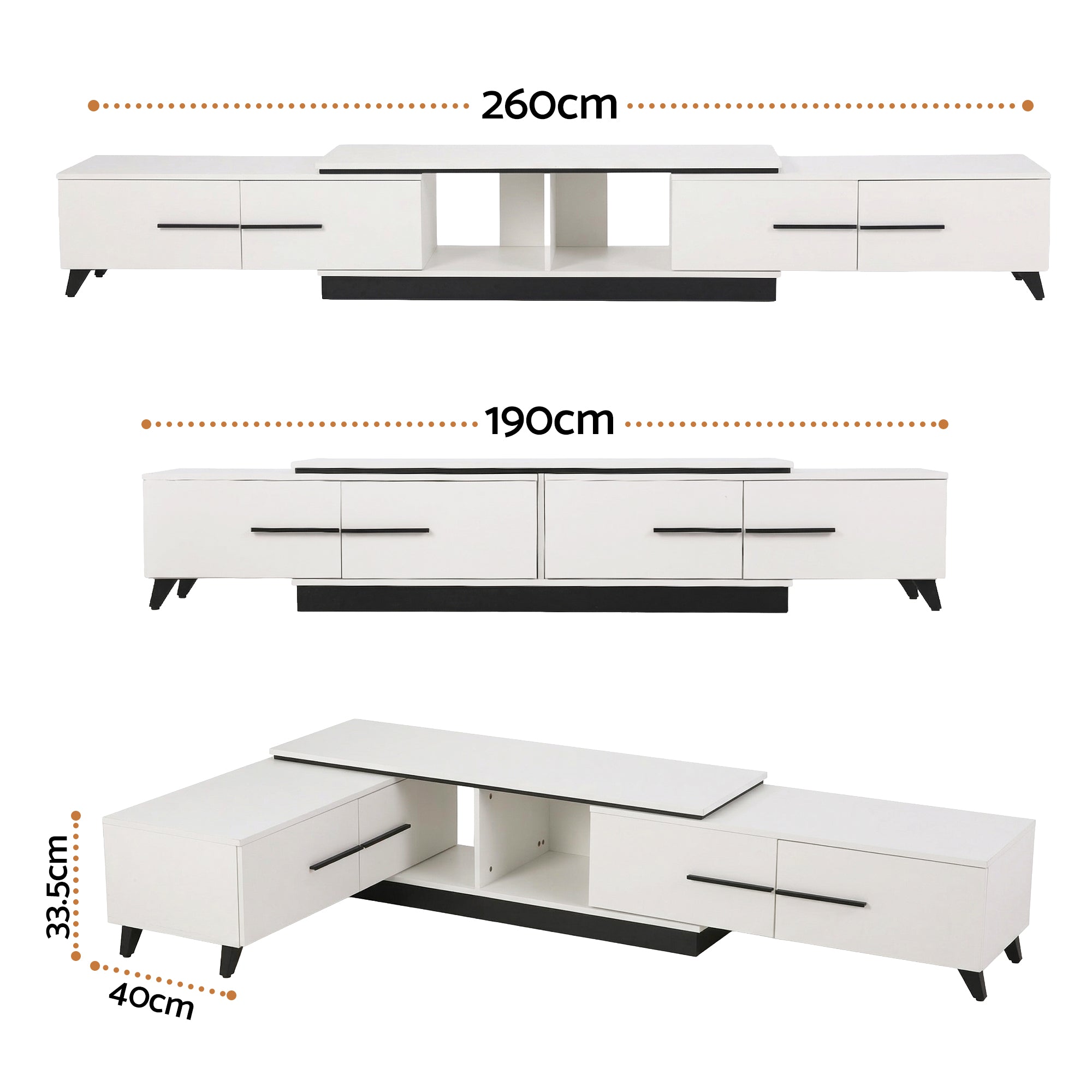 Artiss Extendable TV Cabinet Entertainment Unit Stand White