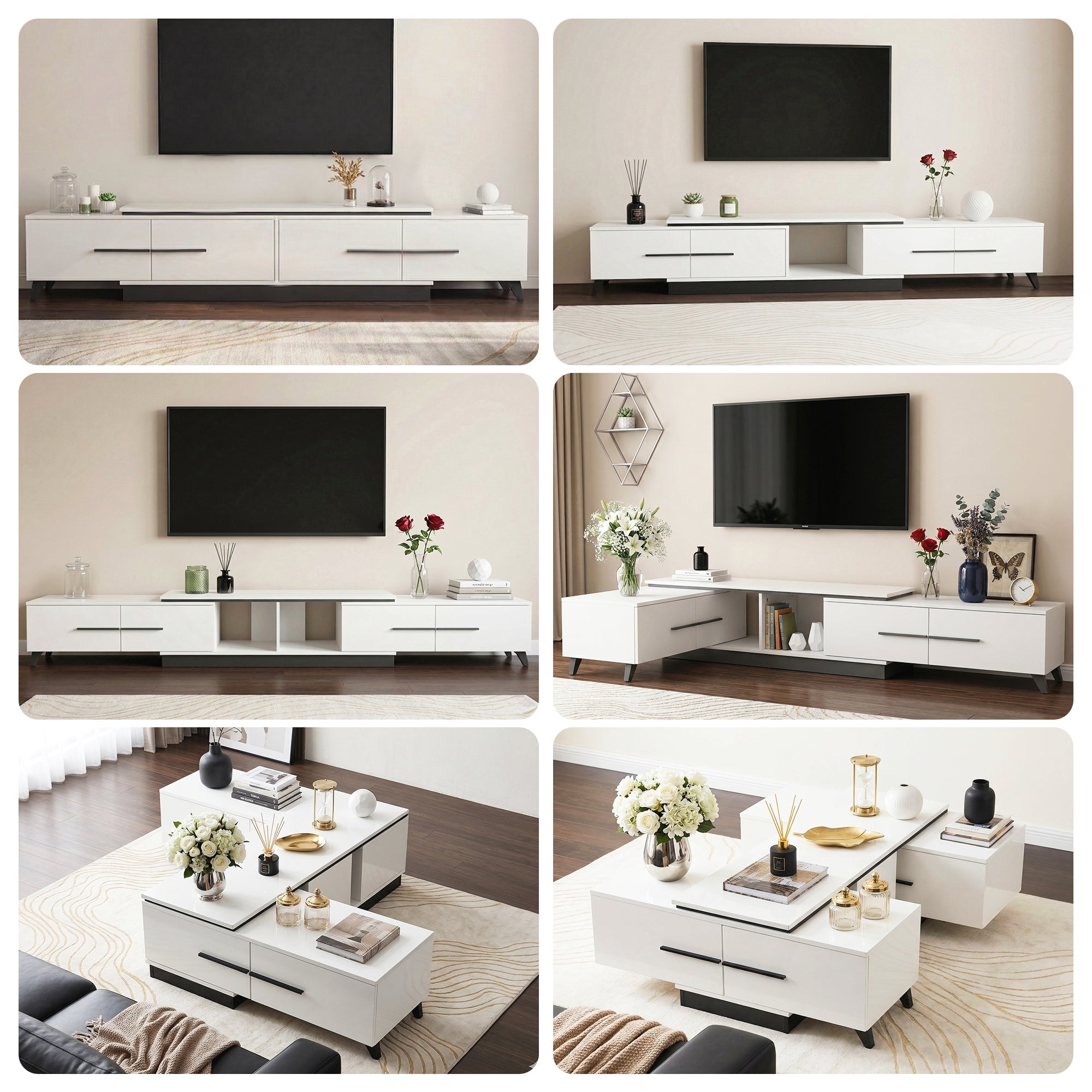 Artiss Extendable TV Cabinet Entertainment Unit Stand White