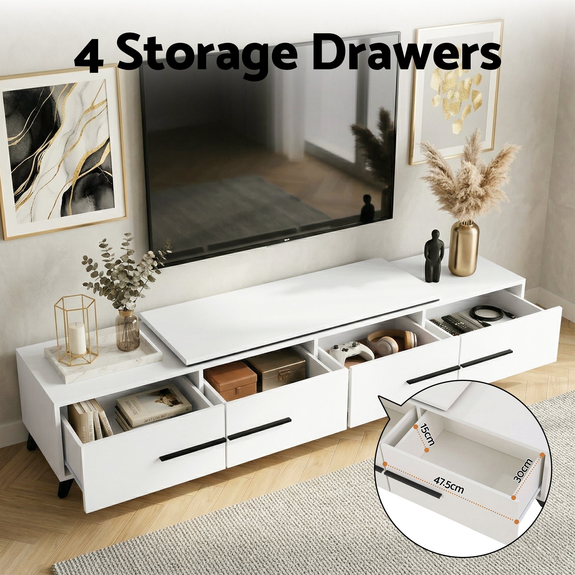 Artiss Extendable TV Cabinet Entertainment Unit Stand White