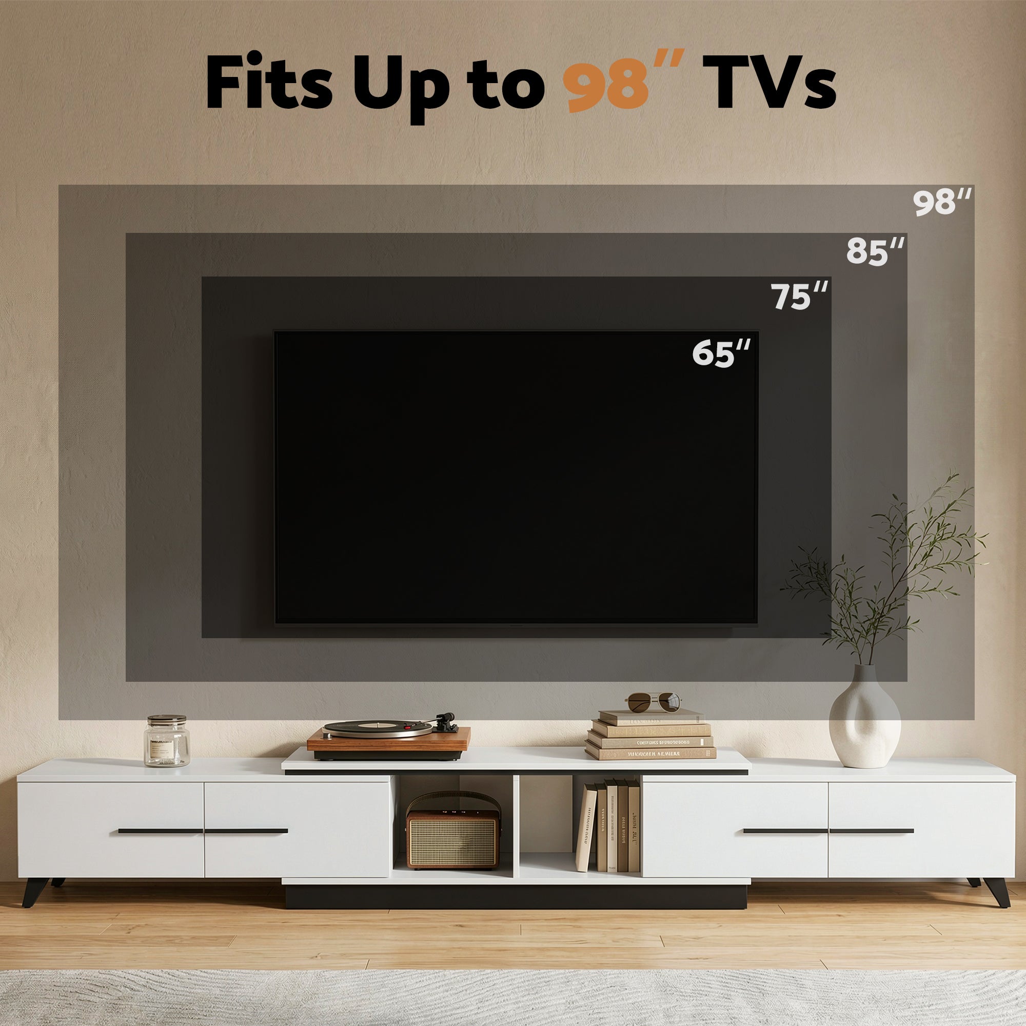 Artiss Extendable TV Cabinet Entertainment Unit Stand White