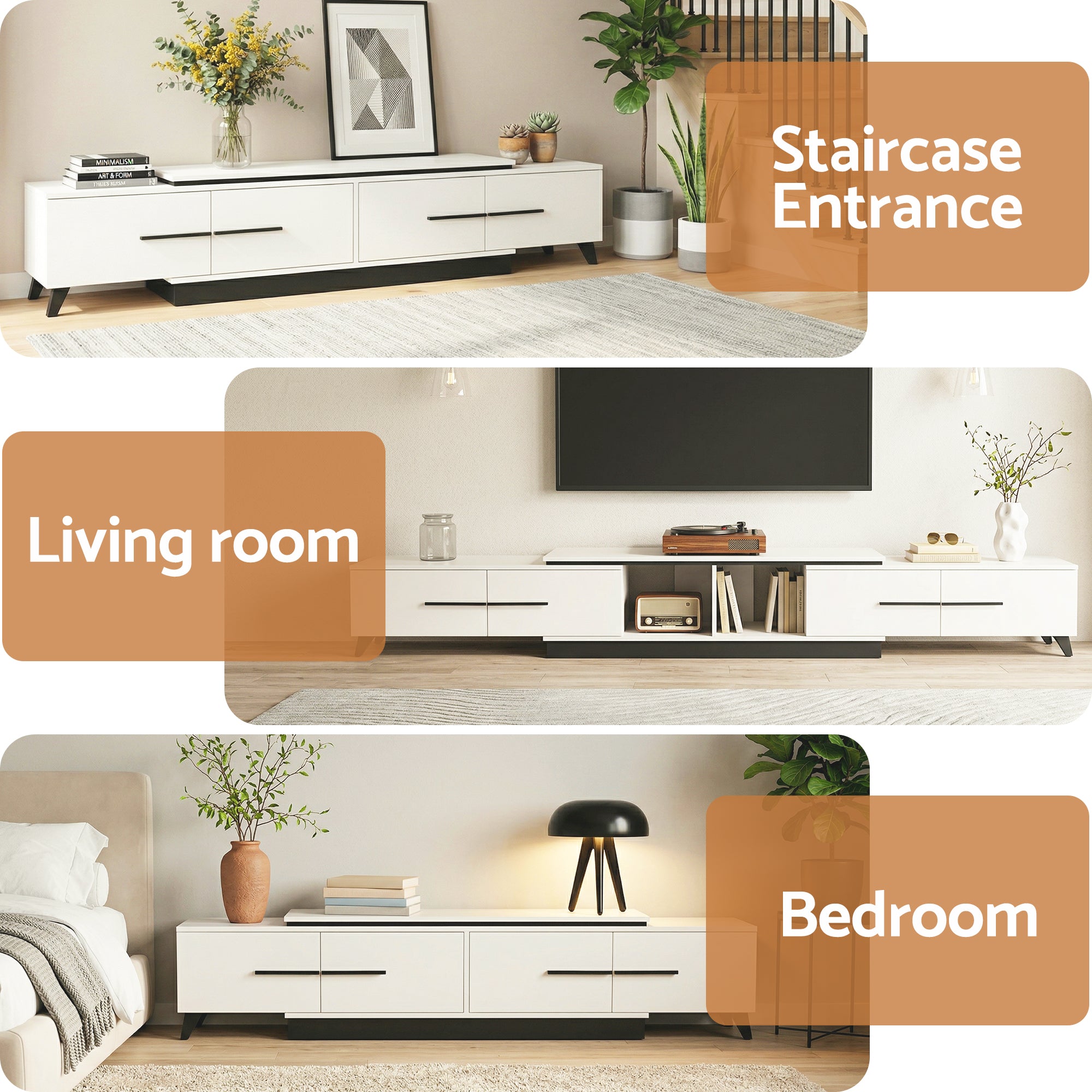 Artiss Extendable TV Cabinet Entertainment Unit Stand White