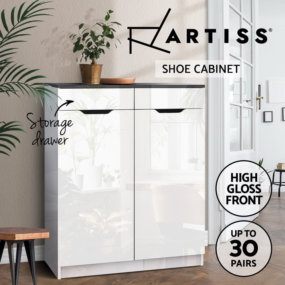 Shoe Storage: Artiss Shoe Rack Cabinet 30 Pairs White Eve