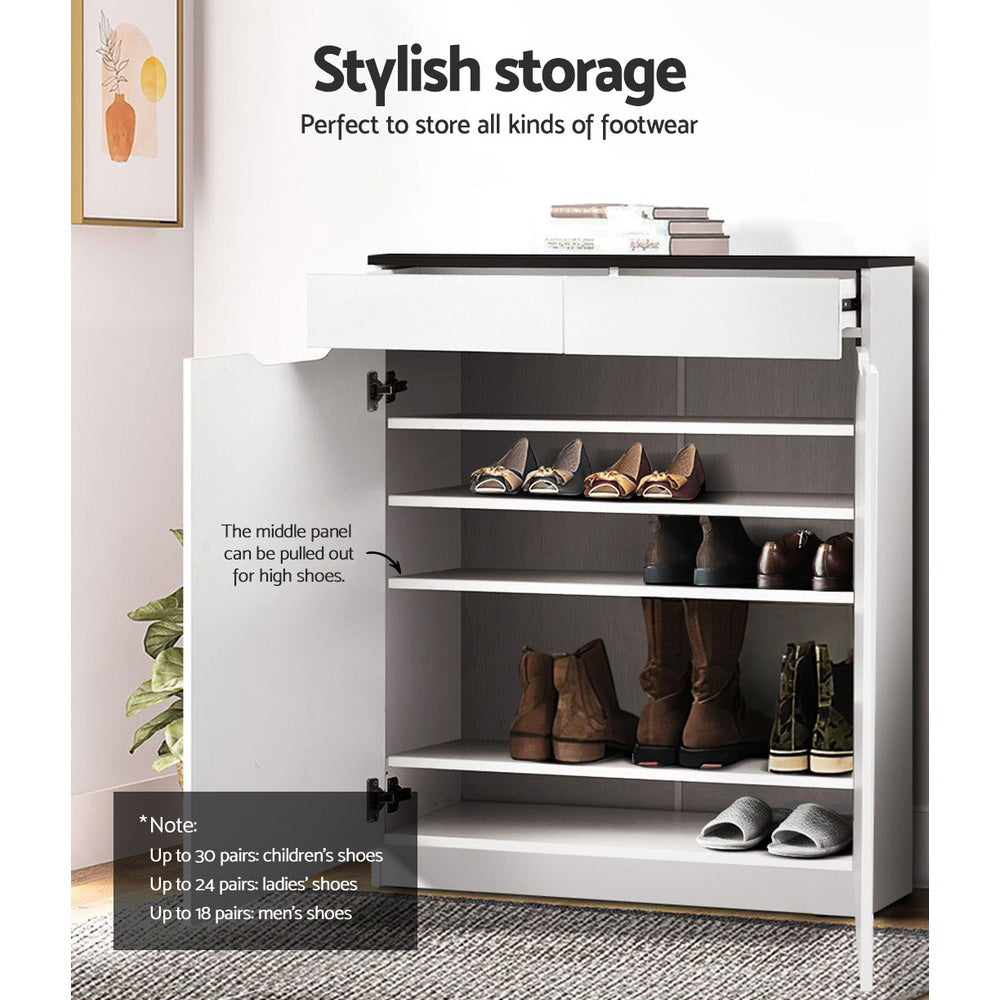 Shoe Storage: Artiss Shoe Rack Cabinet 30 Pairs White Eve