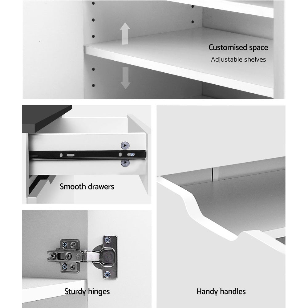 Shoe Storage: Artiss Shoe Rack Cabinet 30 Pairs White Eve
