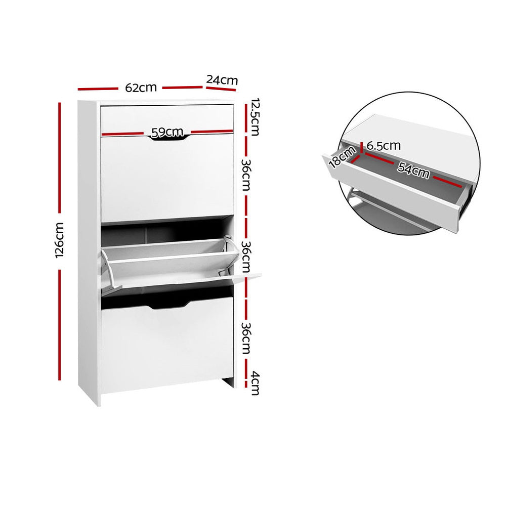 Shoe Storage: Artiss Shoe Rack Cabinet 24 Pairs White Luna
