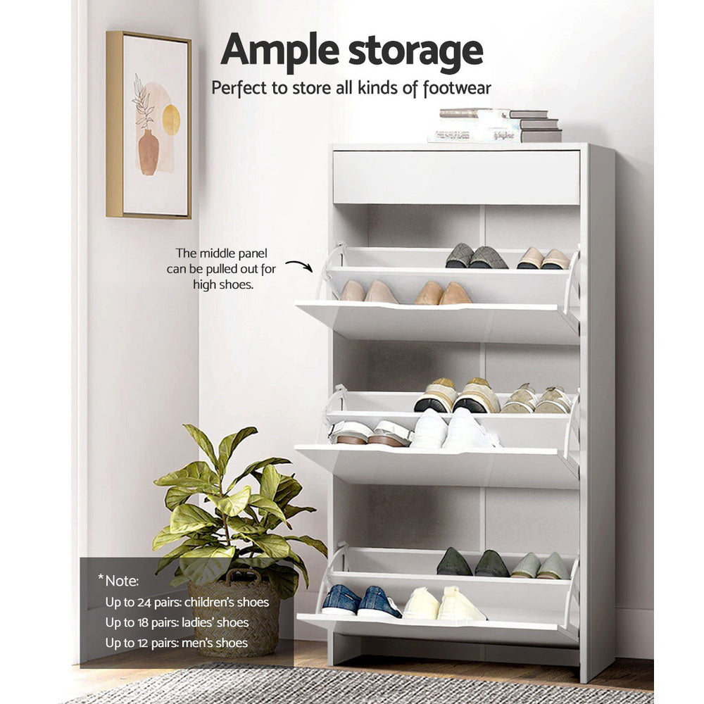 Shoe Storage: Artiss Shoe Rack Cabinet 24 Pairs White Luna