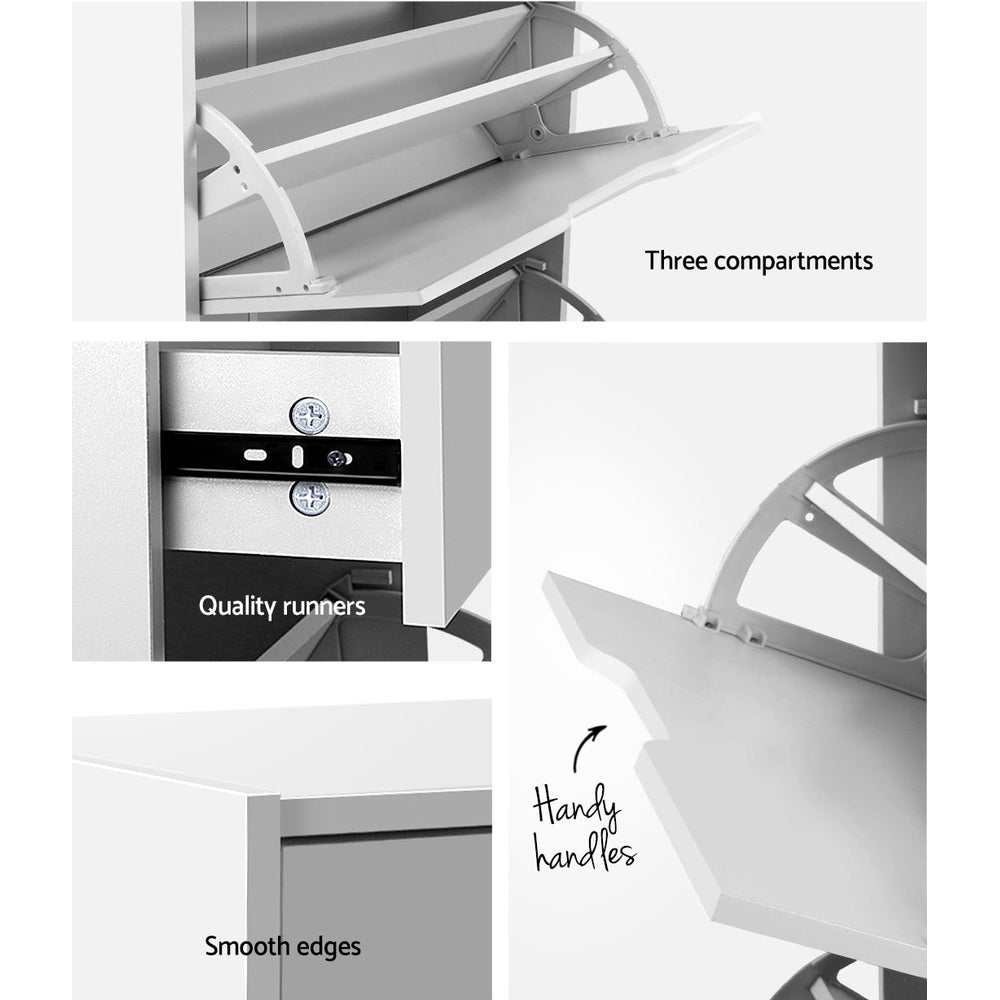 Shoe Storage: Artiss Shoe Rack Cabinet 24 Pairs White Luna
